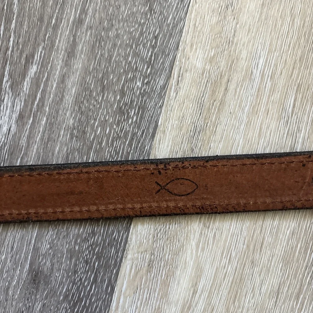 Vintage Leather The Real McCoy Women's Western Belt Silver Toned Flower Brown 46